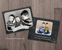 Chalkboard Style Christmas Photo Card with Room for Handwritten Message - Happy Holidays