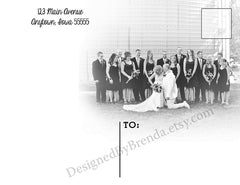 Modern Wedding Thank You Postcard with Horizontal Stripes