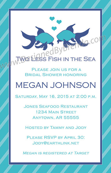 Large Bridal Shower Invite - Two Less Fish in the Sea – Designed