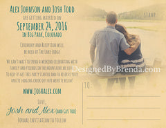 Vintage Style Save the Date Postcard with Modern Feel - Double Sided with Photos
