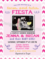 Pink or Blue Baby Shower Invitations with Sonogram Ultrasound - Colorful Fiesta