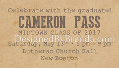Vintage Style Mini Graduation Party Invites with Rustic Photo - Double Sided