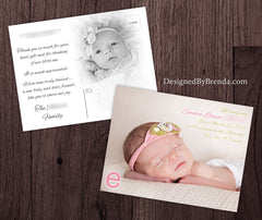 Monogram Letter Baby Announcement with Large Photo - Fun, Modern Design