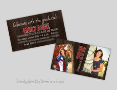 Mini Graduation Invitation Cards with Photos on Rustic Barn Wood Background - Country Style Look
