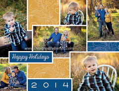 Modern Christmas Postcard with Multiple Photo Collage - Double Sided
