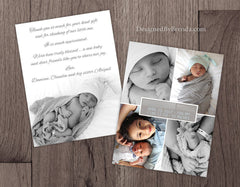 Modern Baby Announcement with Four Large Photos - Simple with Clean Lines