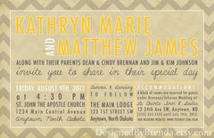 Vintage Style Wedding Invitation with Rustic Photo - Double Sided with Chevron Pattern