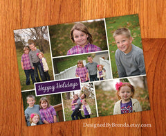 Modern Christmas Postcard with Multiple Photo Collage - Double Sided