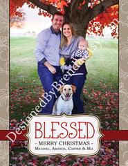 "Blessed" Christmas Card with Photo