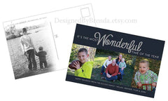 Holiday Card with 3 Photos - Grey & Teal, It's the Most Wonderful Time of the Year