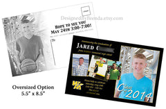 Graduation Party Invitation Postcard with photos on front & back
