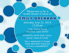 Circles & Dots Bridal or Baby Shower Invite - Blue, Brown & Green Boy Colors