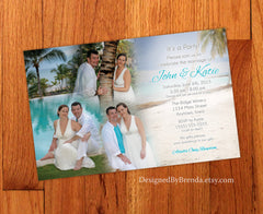 Blended Photo Collage Wedding Invitation - Perfect for Destination Wedding or Reception Only Invite