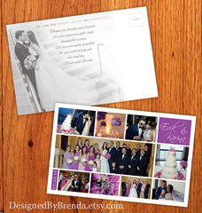 Large Wedding Thank You Postcard with Multiple Photos - Modern Look