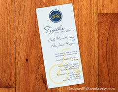 Bicycle Wedding Invitation - Navy and Yellow can be any colors - Long and Skinny