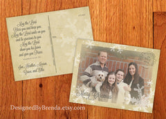 Vintage Style Holiday Postcard with Postmark and Rustic Photo