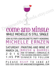 Bachelorette Party or Wedding Shower Invitation with Wine or Martini Glass - Girls Night Out