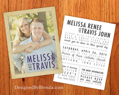 Vintage Style Wedding Invitations with Photo on Front and Wording on Back