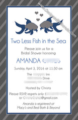 Large Bridal Shower Invitation - Two Less Fish in the Sea - Coral & Teal with Beta Fish