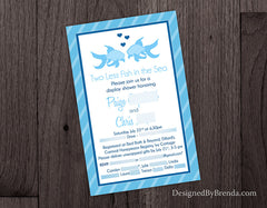 Large Bridal Shower Invitation - Two Less Fish in the Sea - Coral & Teal with Beta Fish