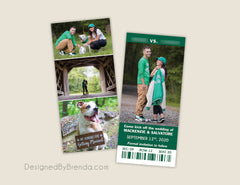 Ticket Save the Date Card with Photos - Double Sided