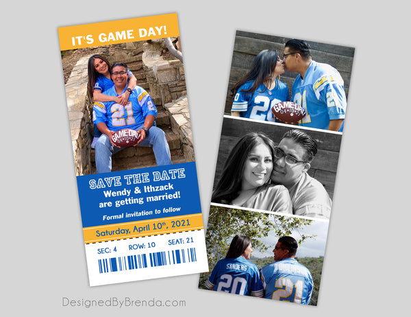 Green Bay Packers GB Save The Date Party Football Ticket Portrait