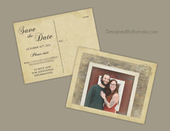 Vintage Save the Date Postcards with Rustic Postmark and Photo