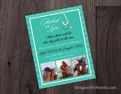 Two Less Fish in the Sea Save the Dates with Photo - Hooked on Love - Rings on Hook