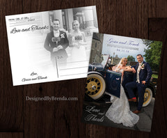 Love & Thanks Wedding Thank You Card - Double Sided with Rustic Chic Feel