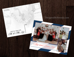 Wedding Thank You Postcards - Diagonal Stripes or Chevron Background