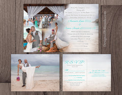 Blended Photo Collage Wedding Invitation - Perfect for Destination Wedding or Reception Only Invite