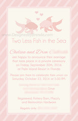 Two Less Fish in the Sea Wedding Invitation - Pink, Yellow & Orange