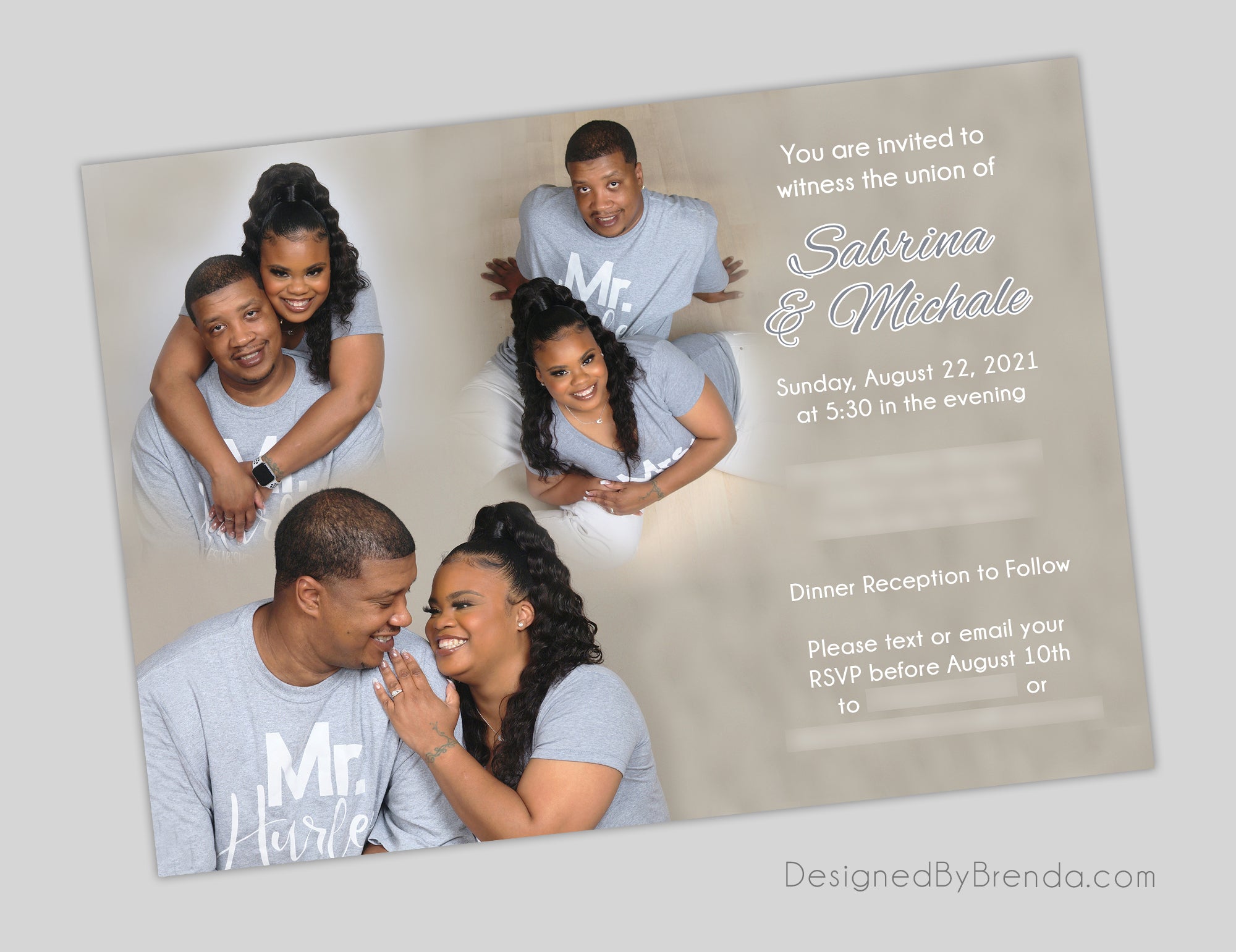 Blended Photo Collage Wedding Invitation - Perfect for Destination Wedding or Reception Only Invite