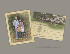 Vintage Style Holiday Postcard with Postmark and Rustic Photo