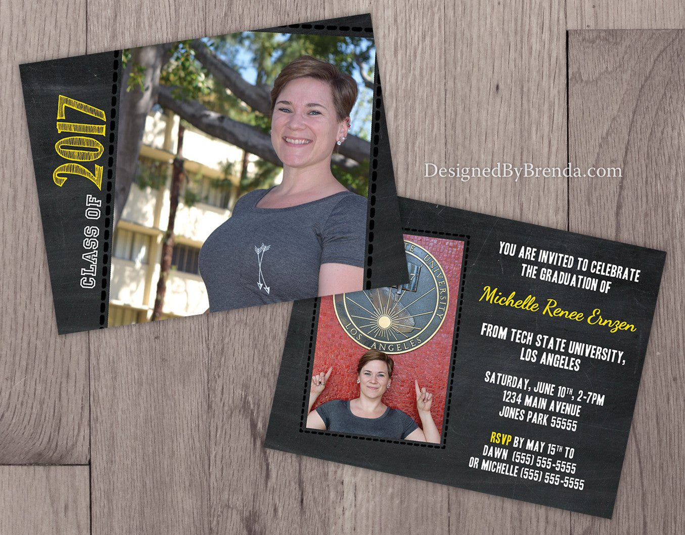 Fun Chalkboard Graduation Party Invitation with Photos Designed By Brenda Fun Chalkboard Graduation Party Invitation with Photos Designed By Brenda