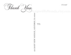 Wedding Thank You Postcard with Photo Collage on Grey Swirled Background