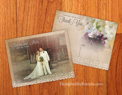 Burlap and Lace - Vintage Wedding Thank You Postcards