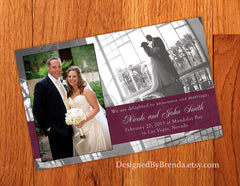 Large Wedding Announcement Postcard with Two Photos