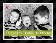 Double Sided Holiday Cards with Photos - Traditional Feel - Black, White & Green