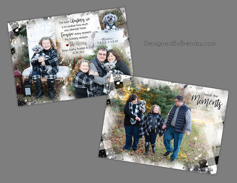 White Plaid Christmas Card with Blended Photo Collage