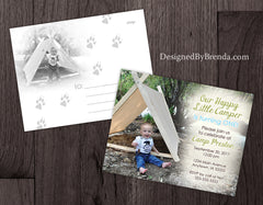 Camping Birthday Party Invitation - Double Sided with Tent Photos