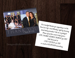 Modern Grey Wedding Thank You Postcard with Photo Trio
