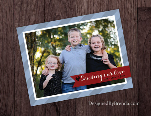 Sending Our Love Valentine's Day Card with Photo - Red, Black & Grey