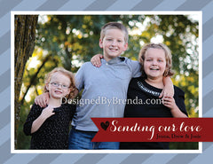 Sending Our Love Valentine's Day Card with Photo - Red, Black & Grey