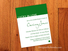 Modern Lucky in Love Wedding Shower Invitation - Kelly Green