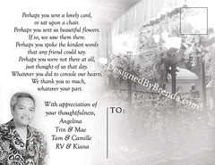 Memorial Thank You Card with Photo and Poem