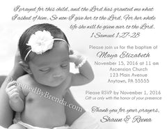 Baptism Invitation with Photos on Both Sides - Purple & Gray