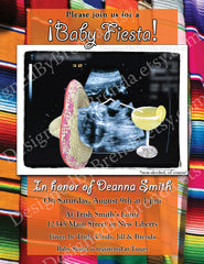 Mexican Fiesta Themed Baby Shower Invitation with Ultrasound Image