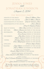 Custom Designed Wedding Program - Double Sided with Decorative Swirls