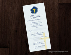 Bicycle Wedding Invitation - Navy and Yellow can be any colors - Long and Skinny